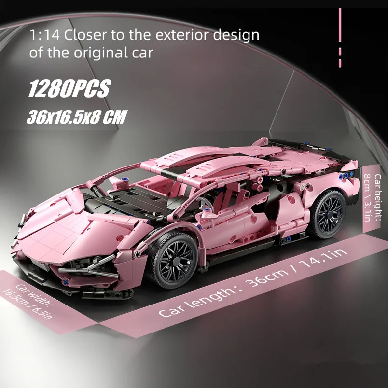 Розовые киберпроколы Sakura Lamborghinis Hypercar Racing, спортивный автомобиль Sian Fkp37, модель, строительные блоки, кирпичи, игрушки, подарок для детей