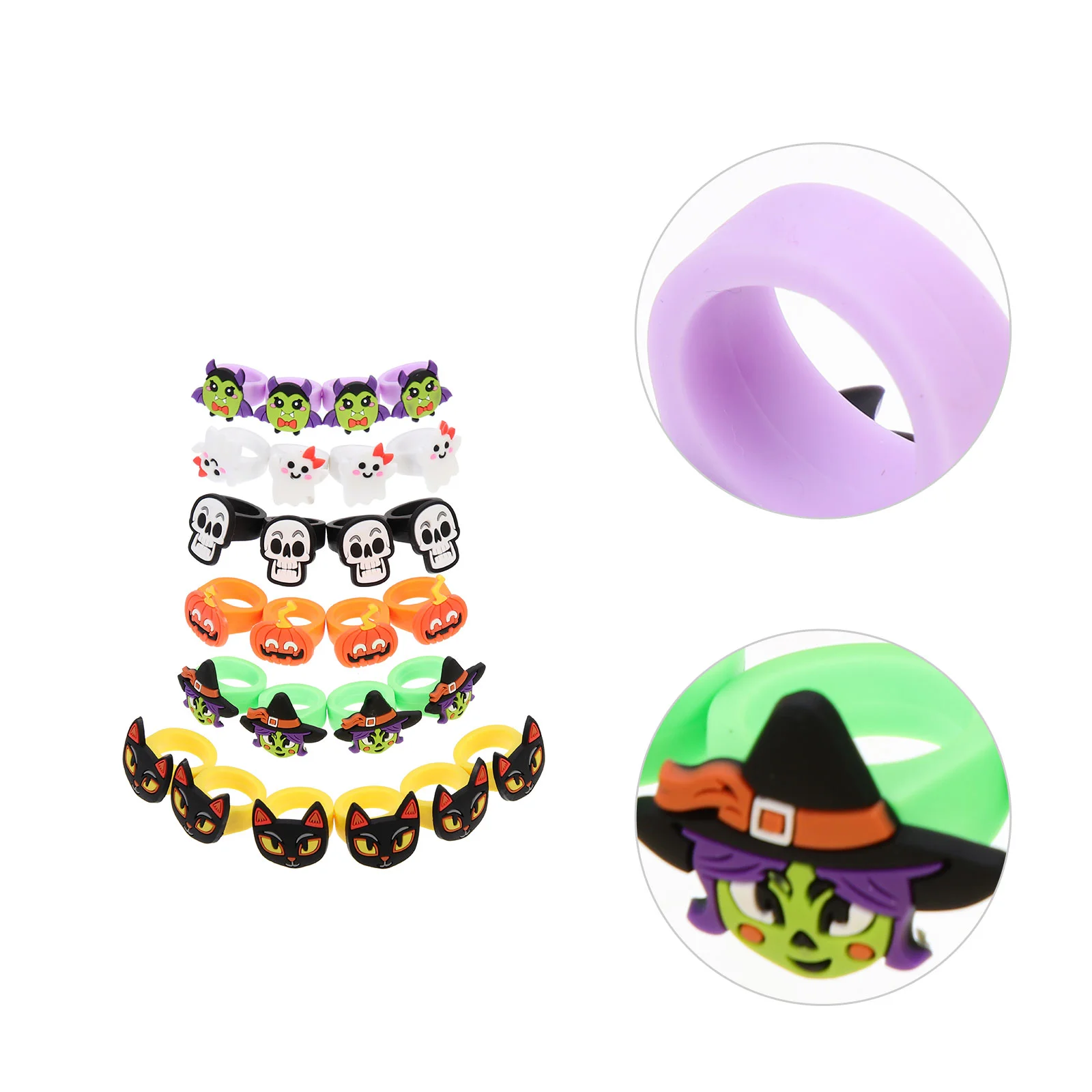 

25 Pcs Halloween Soft Rubber Ring Plastic Festival Kids Finger Rings Toys Dress Children LED