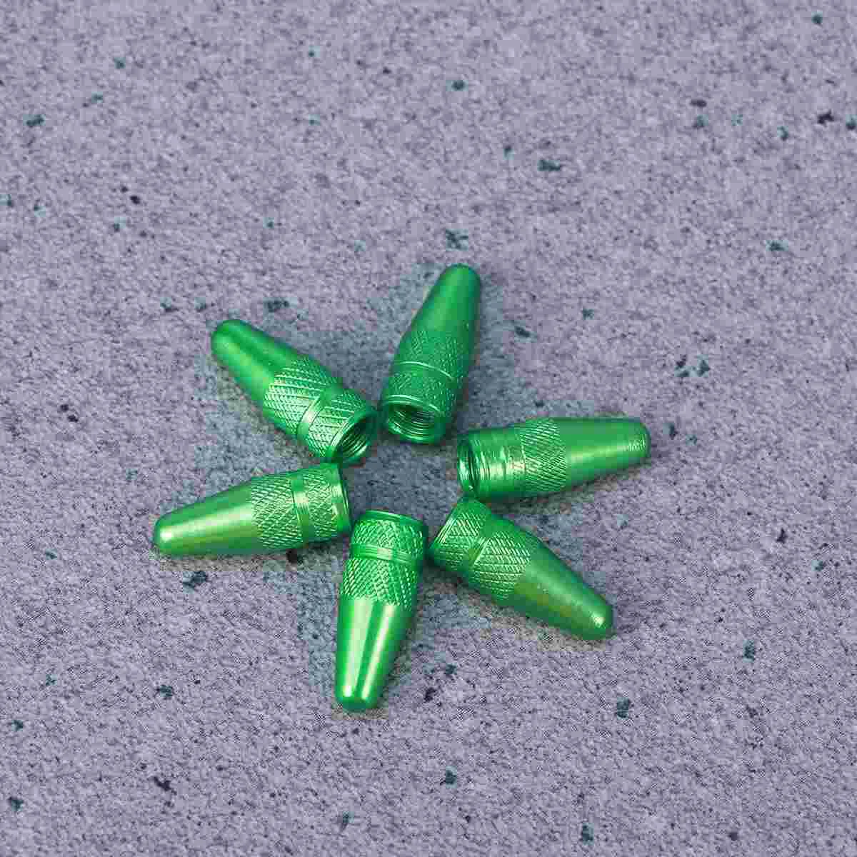 6 Pcs Aluminum Alloy French Caps for MTB Road Bike Mountain Bike Tyre Air Caps Dust Covers (Green)