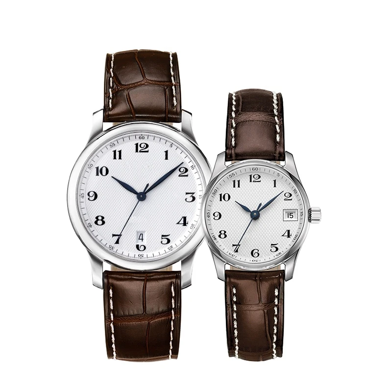 Couple watch mechanical Men Women automatic Brown Leather