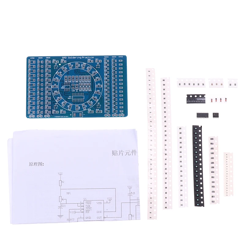 

Soldering Practice SMD Circuit Board Rotatable LED Welding Kit PCB Board Module DIY Electronics Components Kit