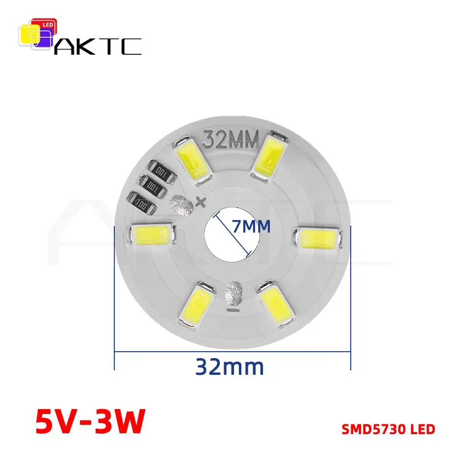 

10 шт./лот, круглая светодиодная панель постоянного тока 5 В, 3 Вт, низкое напряжение 5730 2835 SMD, 6 светодиодов, 3000 К, теплая или белая, 6000 К, панель лампы с регулируемой яркостью