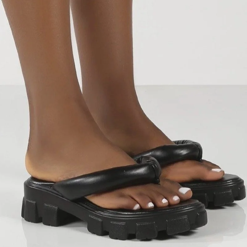 New Women Flip Flops Brand Designer Slides Ladies Platform Jelly Sandals Casual Beach Slippers Outdoor Clip Toe Big Size Shoes