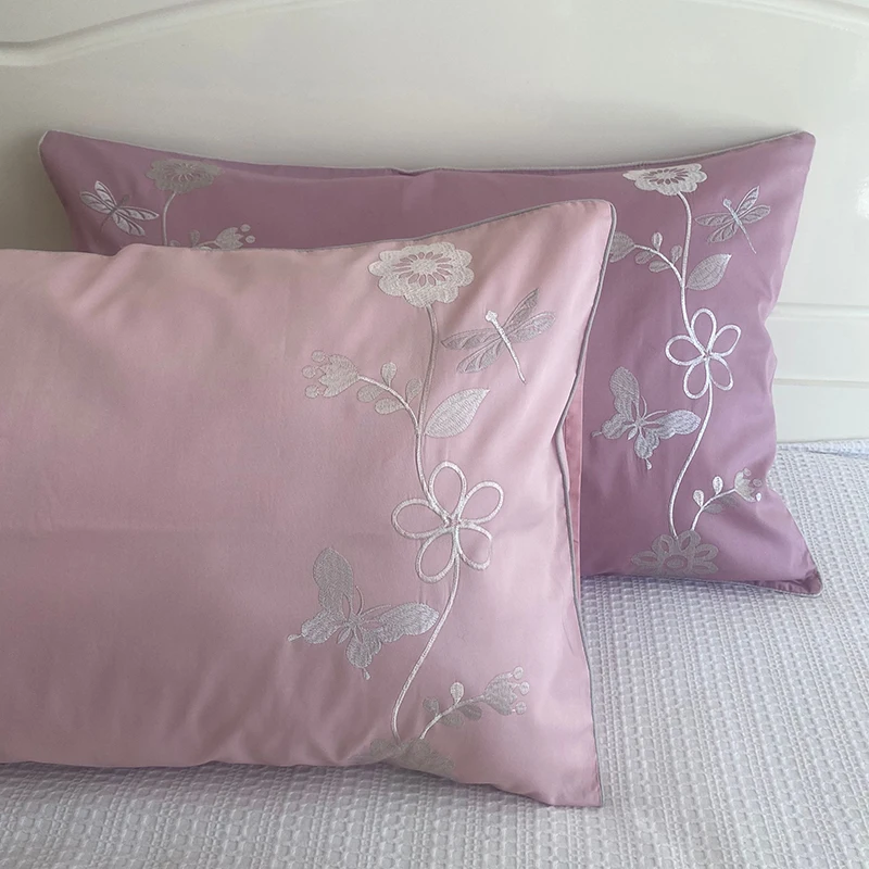 Hometextile Специальное предложение пара хлопковых наволочек с вышивкой 48x74 см