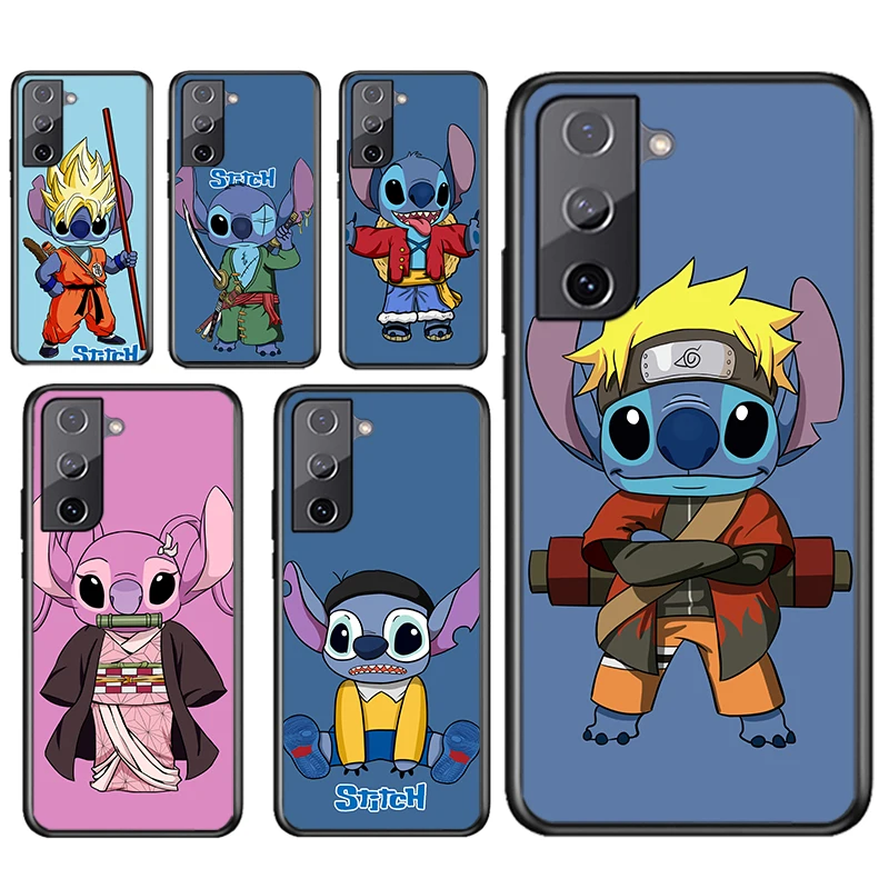 

Stitch Boy collaboration Black Phone Case For Samsung Galaxy S22 S21 S20 Ultra Plus Pro S10 S9 S8 S7 4G 5G TPU Soft Cover Fundas