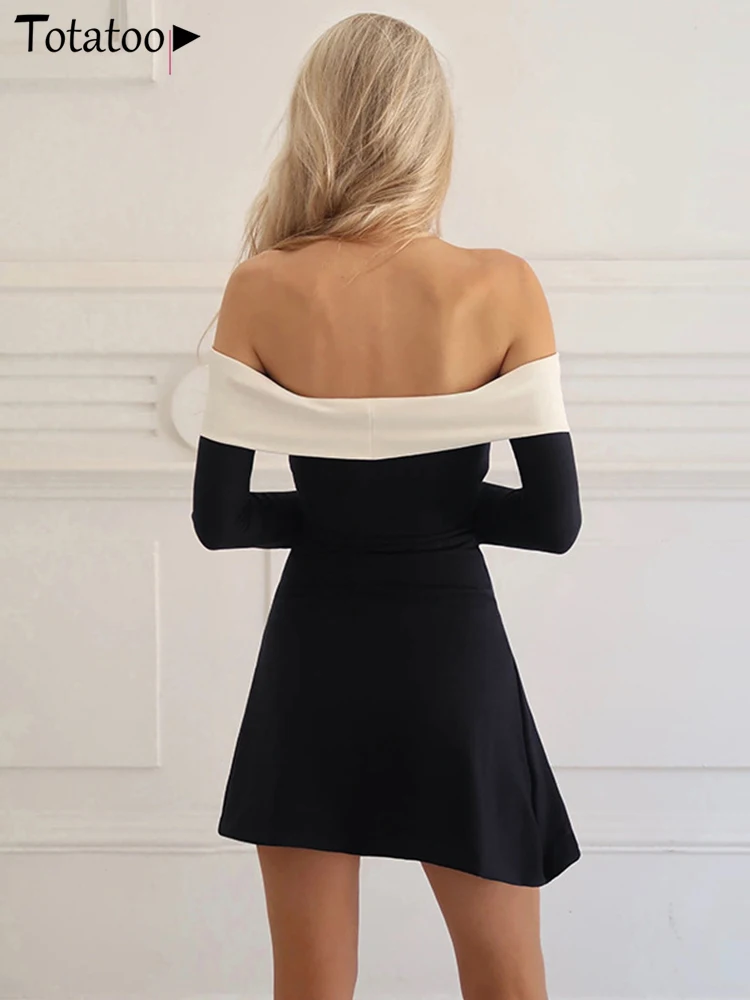 Totatoop с открытыми плечами цветное лоскутное сексуальное платье для женщин 2024