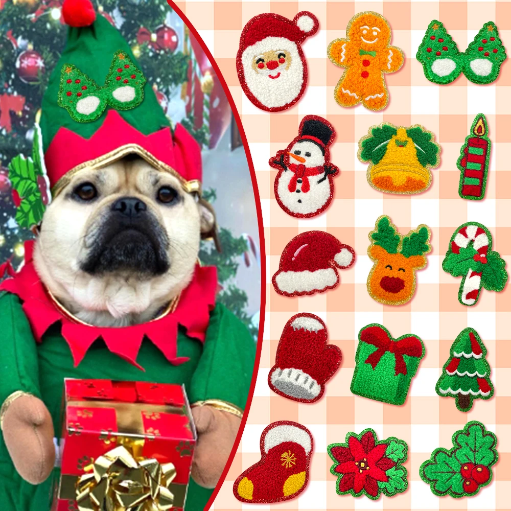 15 шт. рождественское полотенце нашивка из ткани с вышивкой праздничные подарки