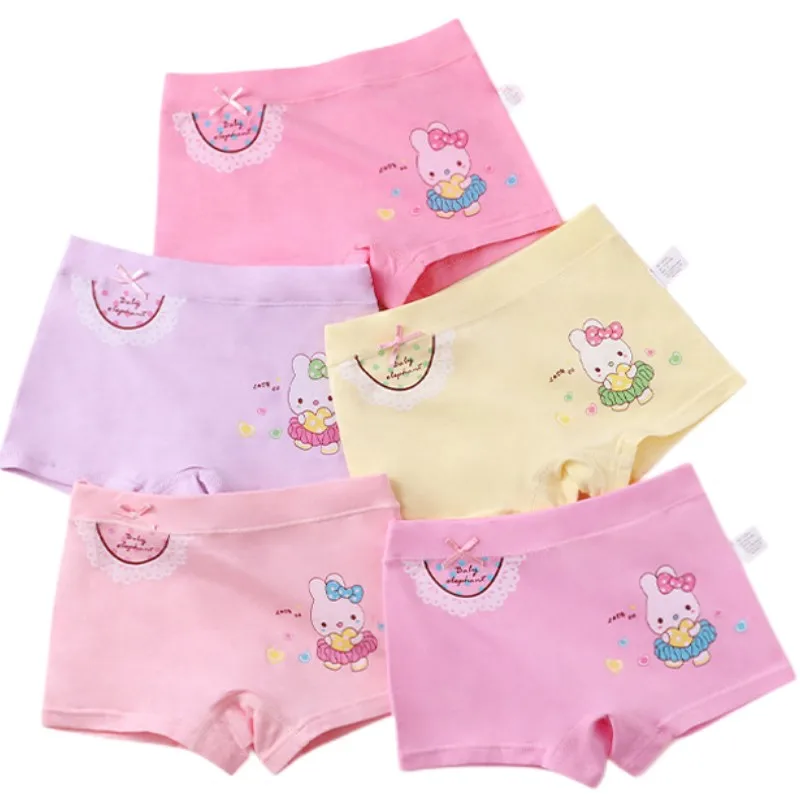 

Children Underwear Breathable Underpanties Girl Pure Cotton Boxers Briefs 85-165 Little Girl Quality Soft Boxers 5pcs/Lot