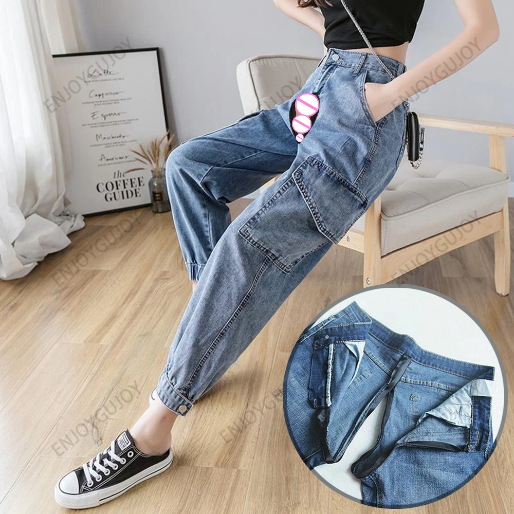 Брюки-карго Харлан свободные джинсы для женщин школьные брюки-карандаш с высокой