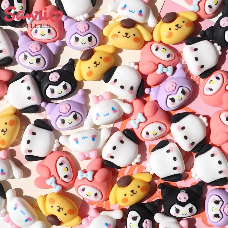 

10Pcs Kawaii Anime My Melody Kuromi Sanrio DIY Accessories Cute Phone Case Hairpin Refrigerator Decoration Gifts Toys for Girls