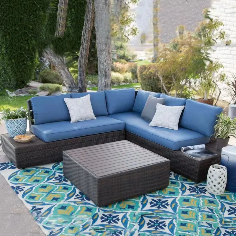 

Outdoor table and chair combination three or five piece set courtyard outdoor leisure bedroom rattan chair terrace tea table