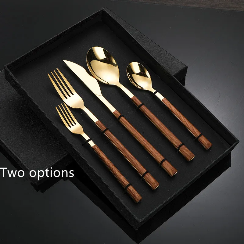 

Western Cutlery Set 4/5 Piece Tableware Set Stainless Steel Dinnerware Black Spoon Fork Knife Dinner Set Complete Home Flatware