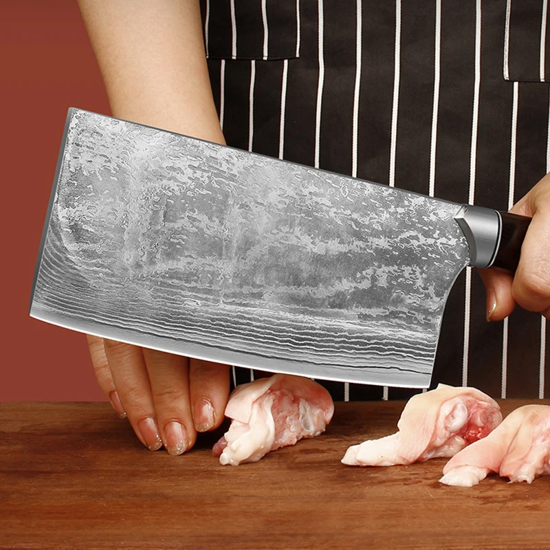 7-дюймовый нож-измельчитель из дамасской стали VG10 лезвие черного дерева ручка