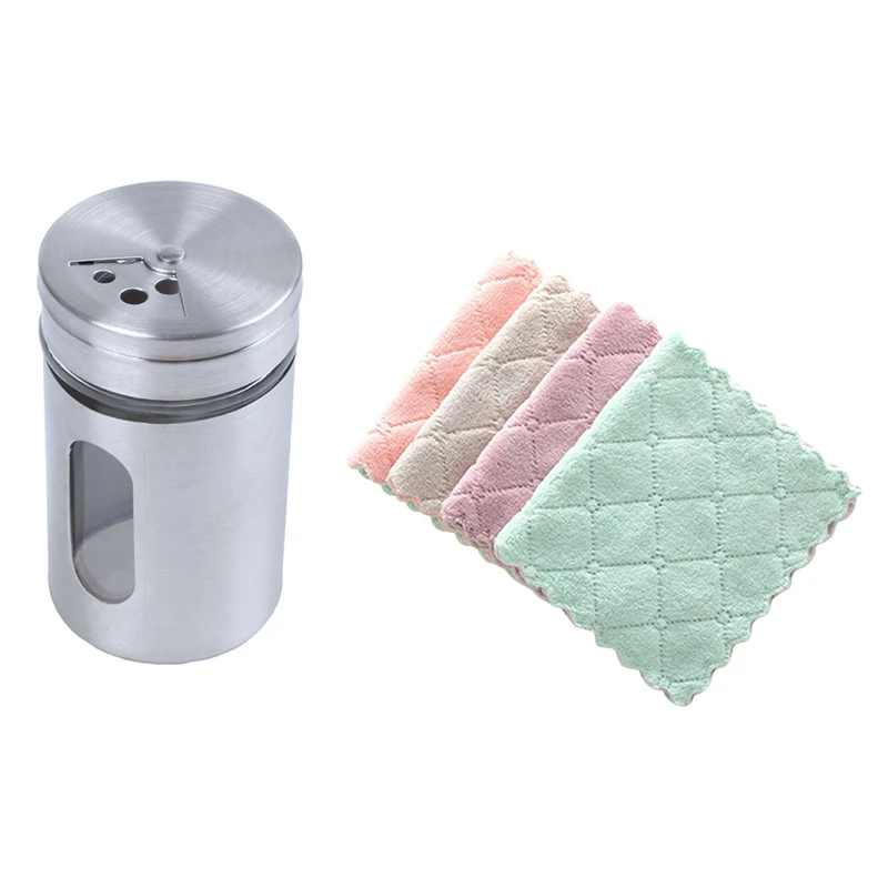 

Sugar Salt Pepper Herb Shaker Jar Toothpick Storage Bottle with 10Pc Super Absorbent Microfiber Kitchen Dish Cloth