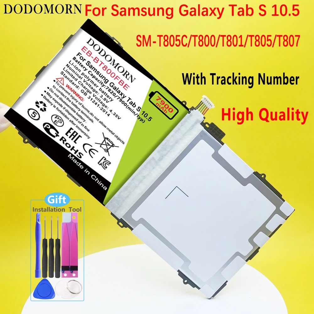 Запасной аккумулятор DODOMORN для планшетов Samsung Galaxy Tab S 10 5 дюйма T800 T801 T805 T805C T807 |