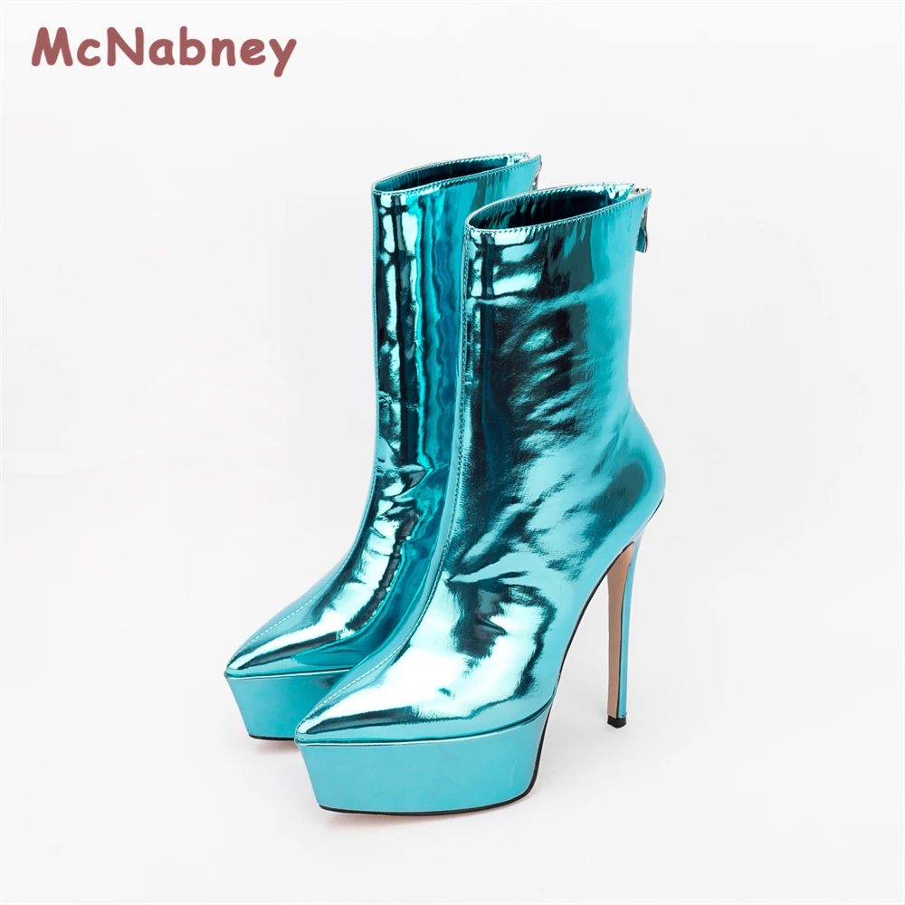 2023 New Women's Thick Soled Short Boots Fashion Sexy High Heel Pointed Platform Women's Boots Night Club Party Stiletto Pumps