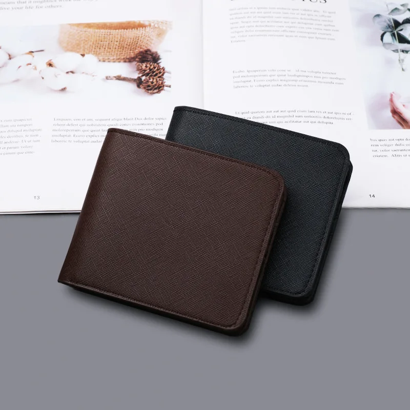 Короткий кошелек для мужчин черный/кофейный цвет Женский 8 отделений карт + 2