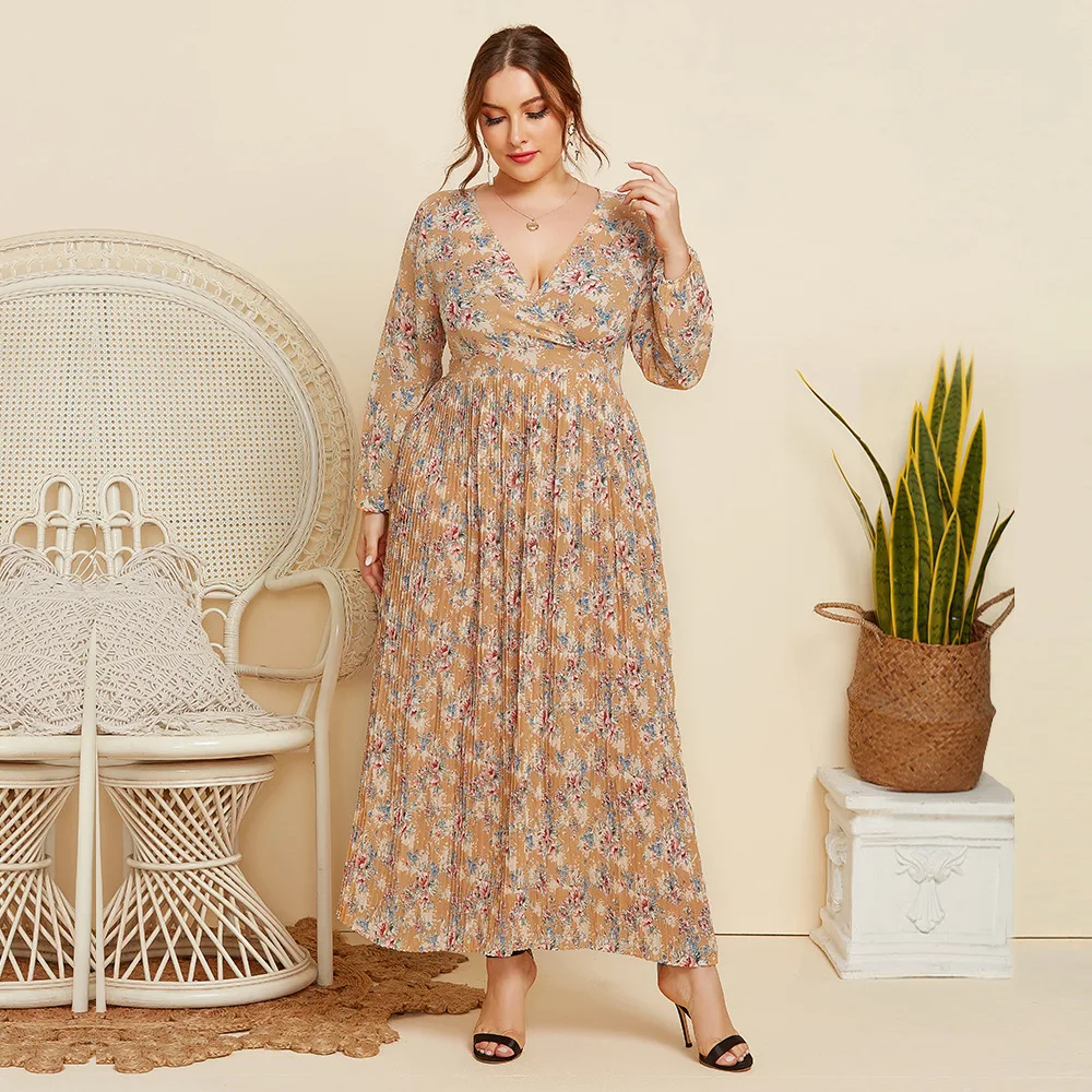 

Женское шифоновое платье с цветочным принтом, размеры 2XL, 3XL, 4XL