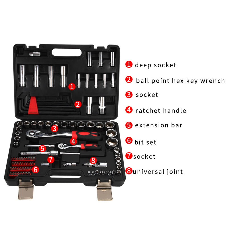 Набор торцевых гаечных ключей KAFUWELL SS150034A 100 шт. набор инструментов с трещоткой