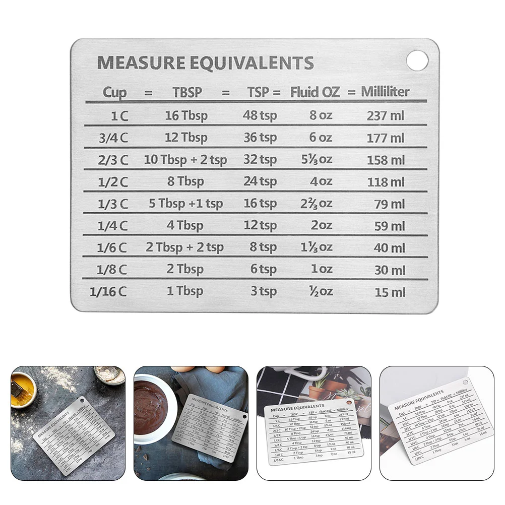 

Stainless Steel Fridge Magnet Small Baking Chart Kitchen Conversion Cooking Supplies Metric System Reusable Measure