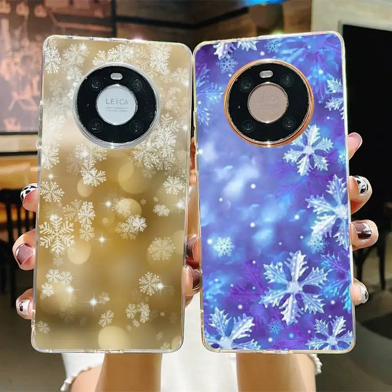 

RuiCaiCa Christmas Snowflake Phone Case for Samsung S21 A10 for Redmi Note 7 9 for Huawei P30Pro Honor 8X 10i cover
