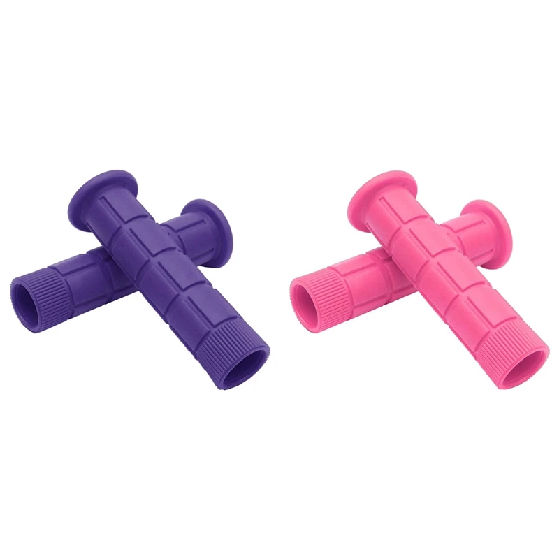 

2 Pair Bicycle Handle Set Mushroom Grips BMX For Boys And Girls Bikes Pink & Purple
