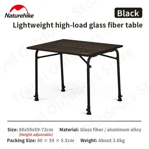 Naturehike складной обеденный стол из стекловолокна черный