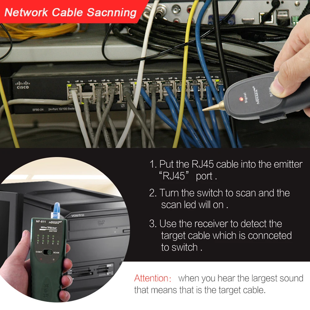 NOYAFA NF-811 Network Cable Tester RJ45 RJ11 Telephone Wire/Cable Detector Fault Locator Pressure and Burn Resistant 60V images - 6