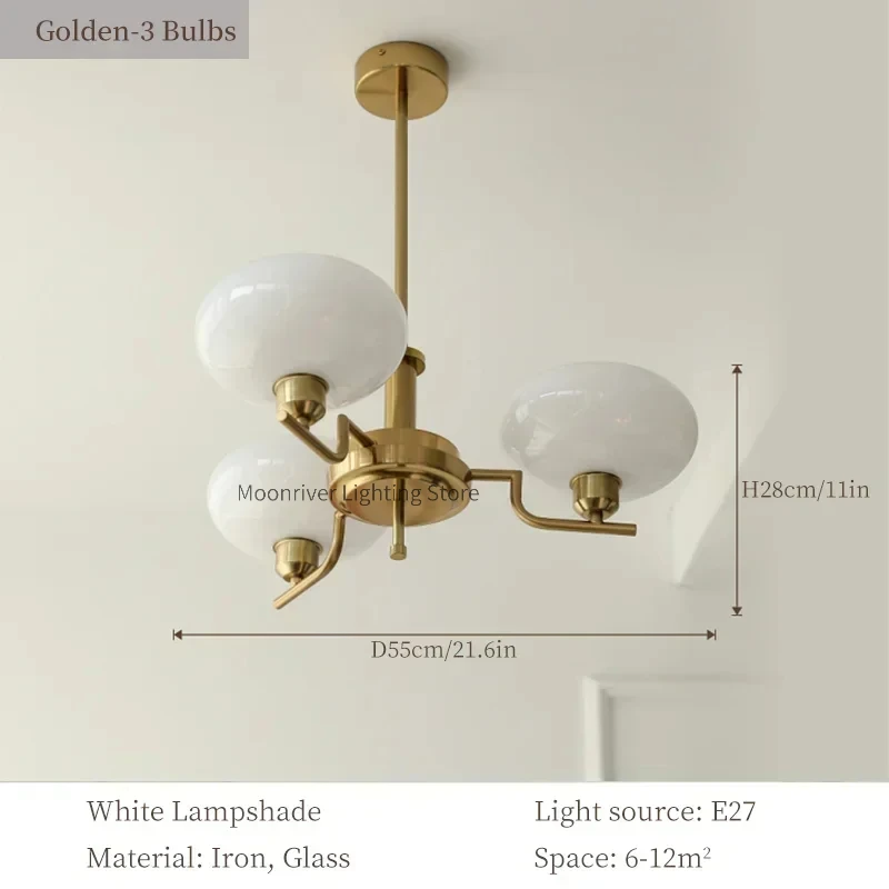 

Винтажный подвесной светильник Winfordo, золото/серебро, белый/кремово-желтый абажур