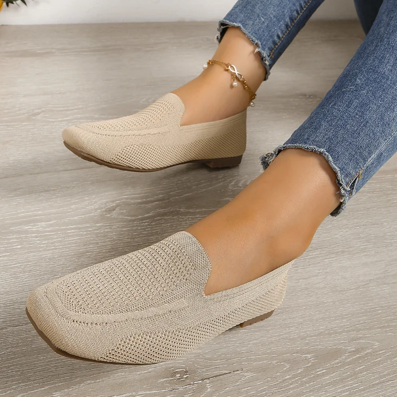 

Summer New Mesh Ballerina Women Square Toe Casual Simple Loafers Breathable Flat Shoes Fashion Women's Driving Shoes Boat Shoes