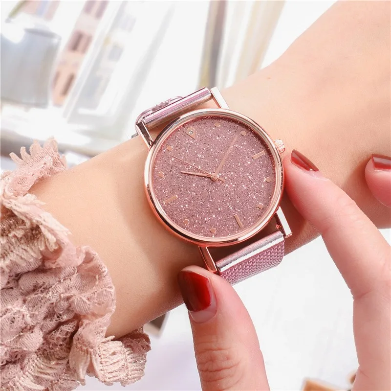 Hot Selling Sparkling Sky Star Knitted Watch Strap Fashion Business Leisure Trend Women's Quartz Watch Engagement Holiday Gift