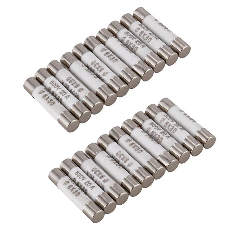 

EAS-20 Pieces 6Mmx30mm 20A Faset-Blow Ceramic Fuse Link 500V