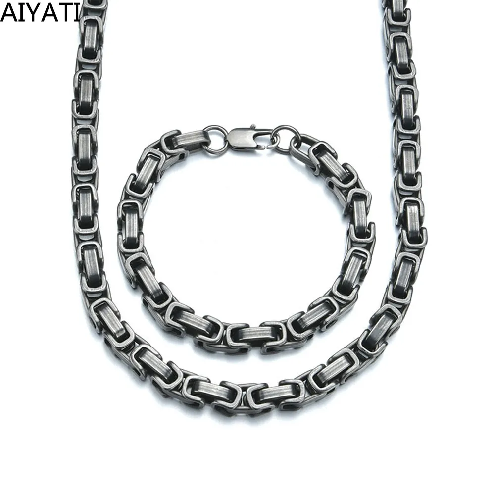 

Punk Domineering Hip Hop Titanium Steel Old Double-sided Personality Men Women's Jewelry Sets Wedding Gift Parures Bijoux