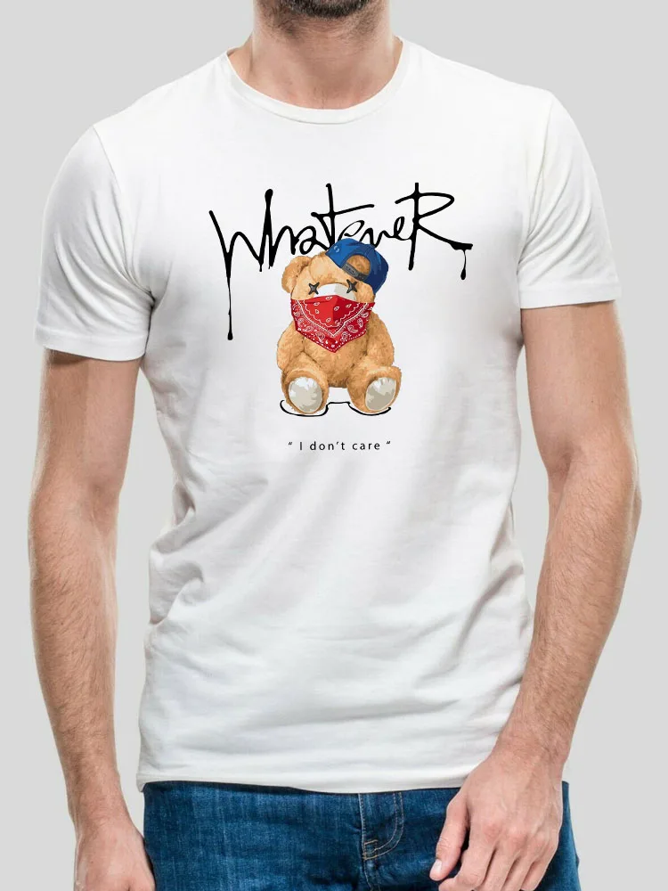 

Summer Men's Cotton T-shirt Streetwear Men's Cool Cartoon Graphic Short Sleeve Tops High Quality White T Shirt O-neck Tee Shirt