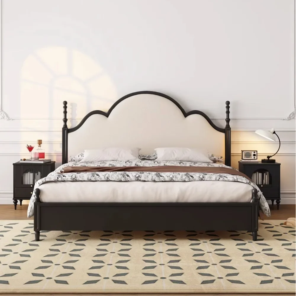 Кровать из цельного дерева в американском стиле модный дизайн главная спальня