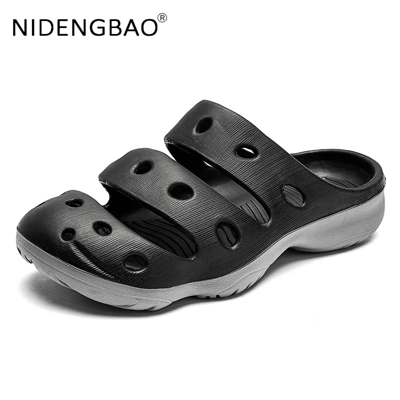 Summer Men's Slippers Beach Sandals Toe Anti-Collision Hole Garden Shoes Non Slip Male Casual Clogs Mules Bath Slides Size 39-49