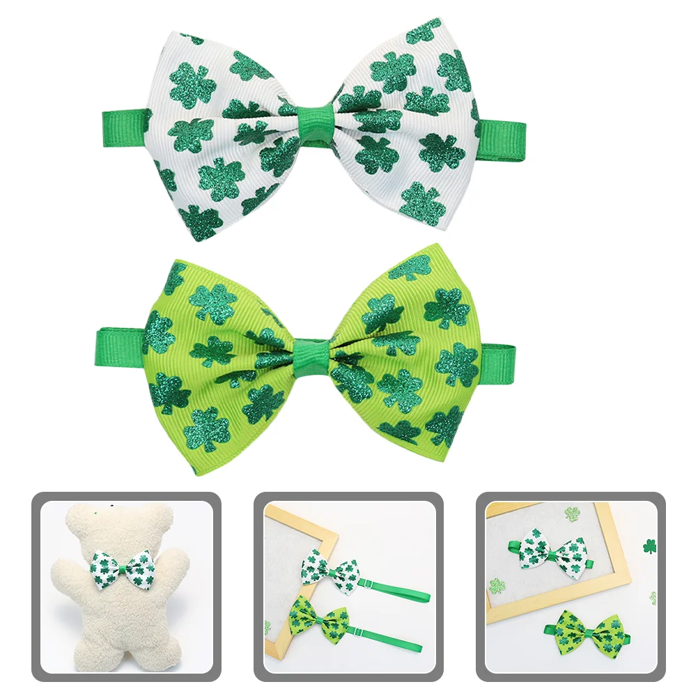 

2 Pcs Present Pet Lucky Bowtie Green Bowtie Bow Tie Collar Pet Bow Tie Collars Large Breed Dogs Small Dog Holiday Dog Collars