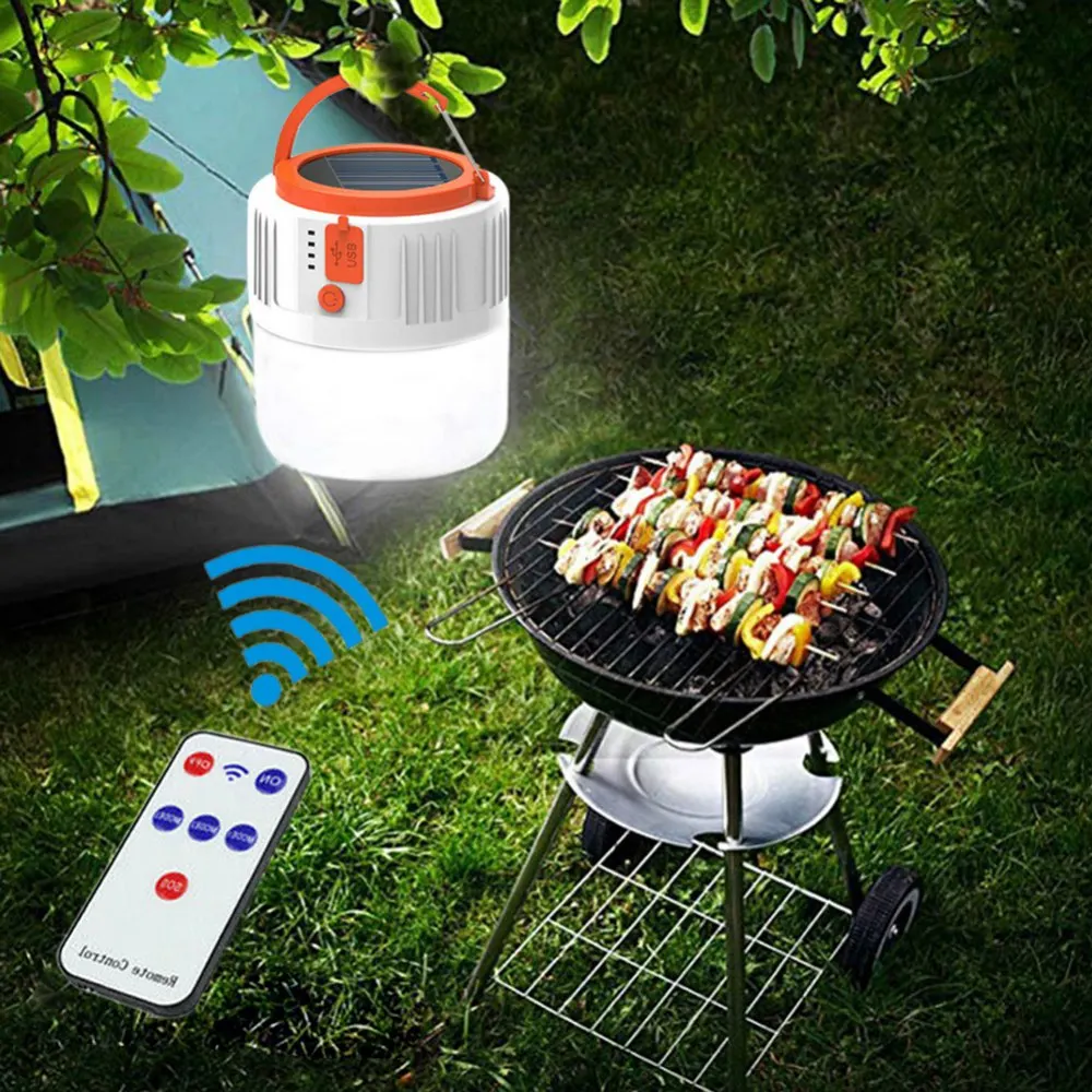 

LED Energy-saving Lamp Solar Charging Outdoor Camping Waterproof Lighting Remote Control Hanging Interior Light for Garden Party