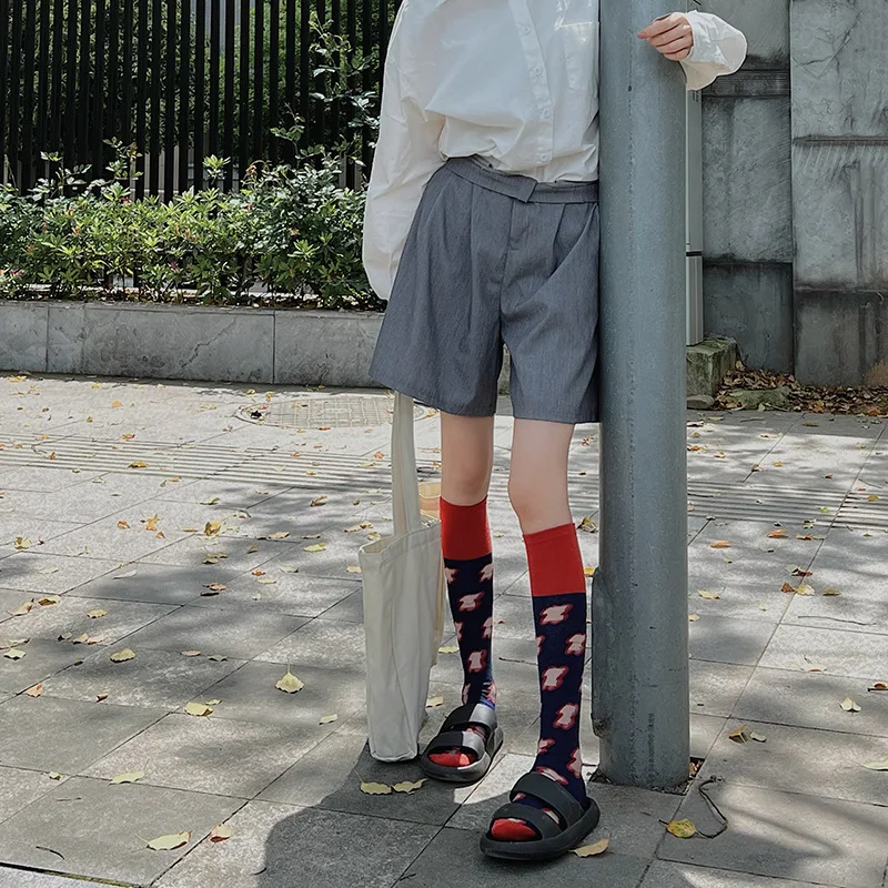 ins tide summer thin transparent knee-length crystal socks glass silk calf socks