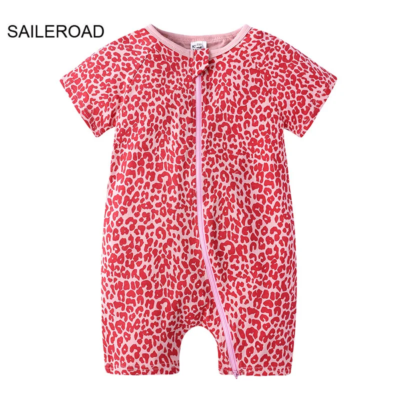 

SAILEROAD Cartoon Leopard Print Pajamas Boys Girls Baby Onesies Newborn Summer Pijama Infantil Infant Cotton Jumpsuit Clothes