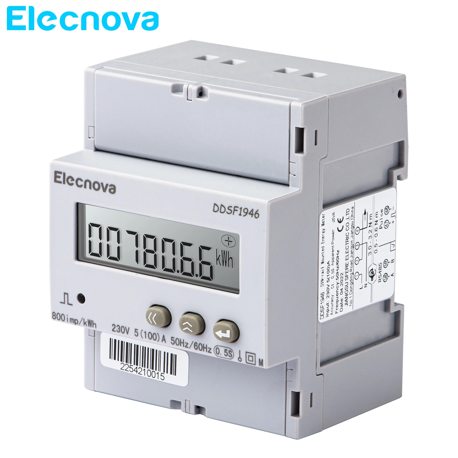DDSF1946 Multirate Energy Power Kwh Meter 1 Phase RS485 DIN Rail Digital LCD Voltage Current Power Factor Frequency Multimeter