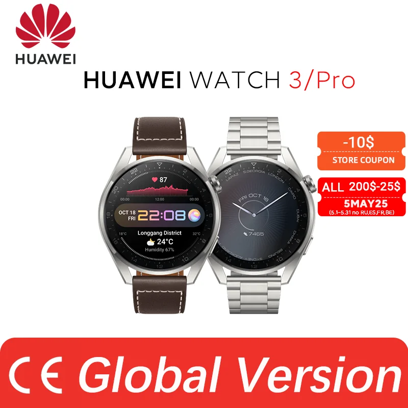  Часы HUAWEI WATCH 3 eSIM для сотовых вызовов, часы для контроля состояния здоровья на весь день 3 умных режима работы от аккумулятора 3 46 м 【код: …