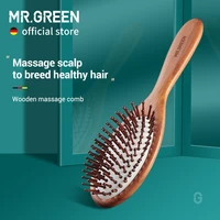 mr green hair brush nature wooden anti static detangle brush hair scalp massage comb air cushion styling tools for women men