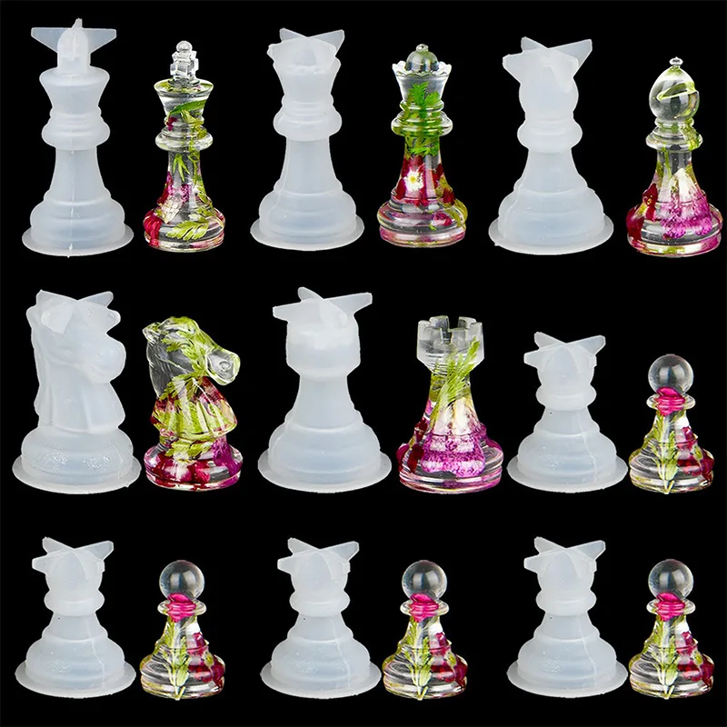 

DIY Chess Piece Crystal Epoxy Resin Mold Queen King 6 Three-Dimensional Chess Piece Silicone Mold