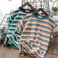 round neck top striped childrens clothing cotton toddler short sleeved summer new style boys graphic t shirt child camisetas