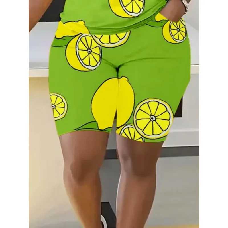 Женский Тонкий Комплект летних шорт с коротким рукавом