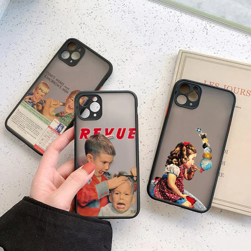 

Cute Cartoon Funny Child the press Case For iPhone 13 14 12 11 Pro Max XR XS X 7 8 Plus SE 2020 Mini Shockproof Clear Hard Cover