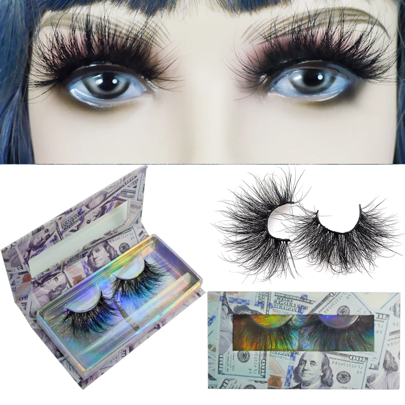 

New 1 Pairs Eyelashes 25mm Natural Long 3D False lashes makeup Mink Fluffy Soft Dramatic Eyelash extension Faux Cils maquiagem