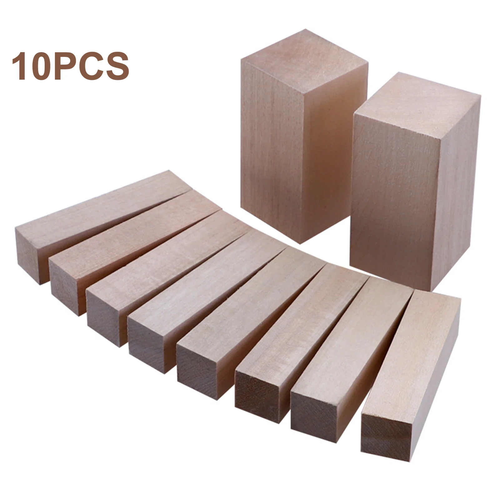 

10pcs Basswood Carving Block DIY Craft Smooth Expert Shaping Universal Beginner Ornament Unfinished Whittling 2 Sizes