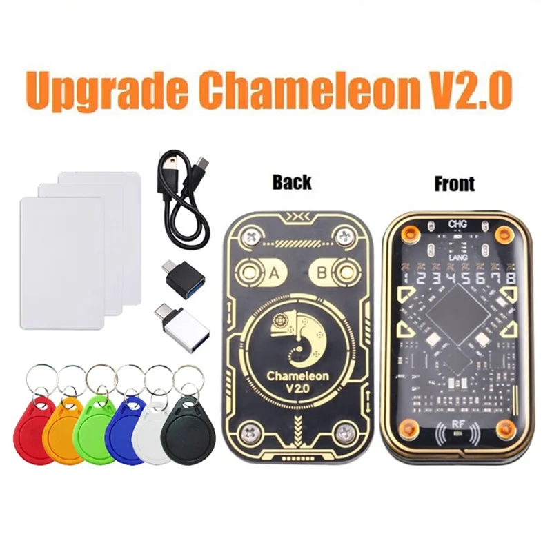 

ABSQ-Chameleon Ultra V2.0 RFID Ultimate Эмулятор NFC Дубликатор + 3XCUID 6XUID Брелок 125 кГц 13,56 МГц Декодирование карт RFID-считыватель